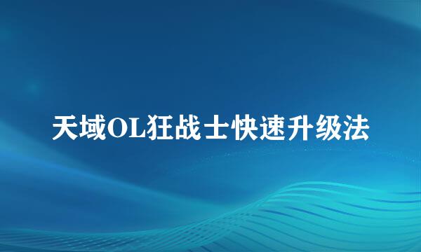 天域OL狂战士快速升级法