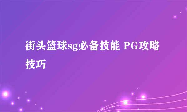 街头篮球sg必备技能 PG攻略技巧