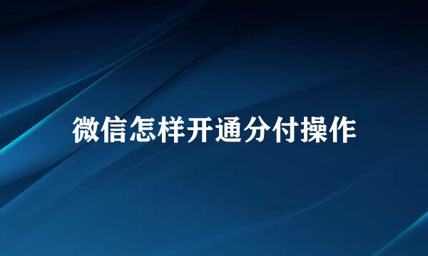 微信怎样开通分付操作