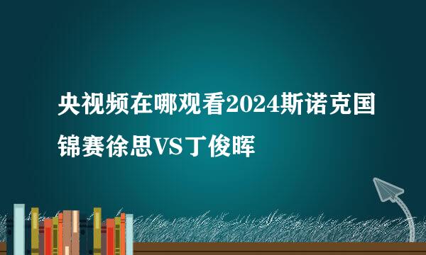 央视频在哪观看2024斯诺克国锦赛徐思VS丁俊晖