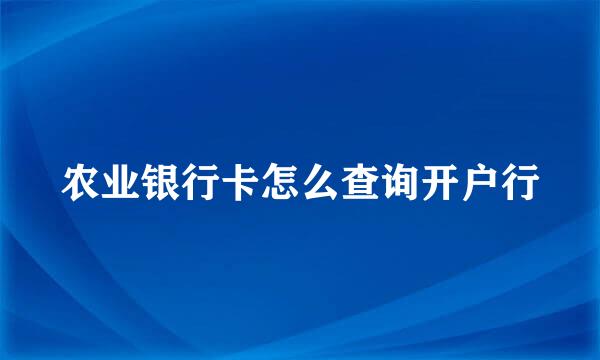 农业银行卡怎么查询开户行