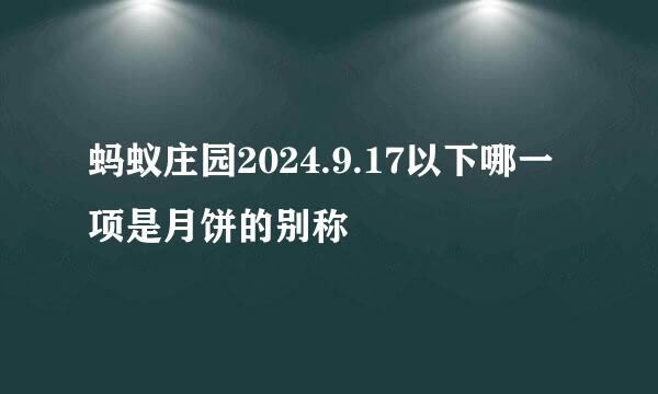 蚂蚁庄园2024.9.17以下哪一项是月饼的别称