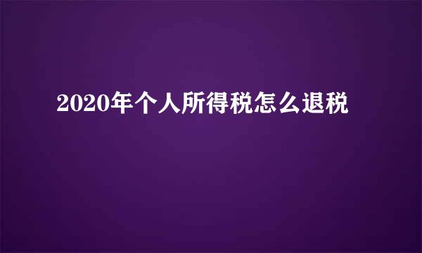 2020年个人所得税怎么退税