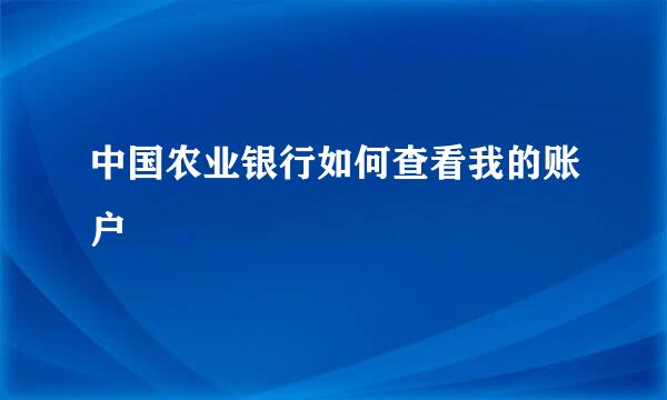 中国农业银行如何查看我的账户