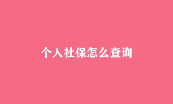 个人社保怎么查询