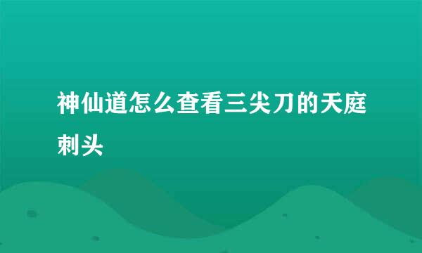 神仙道怎么查看三尖刀的天庭刺头