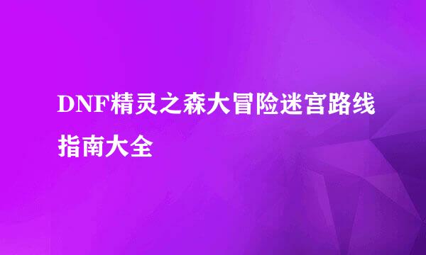 DNF精灵之森大冒险迷宫路线指南大全