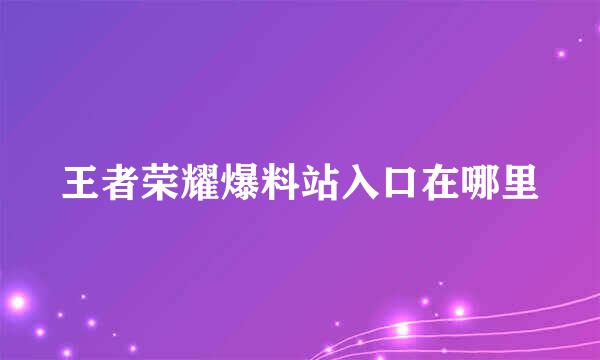 王者荣耀爆料站入口在哪里