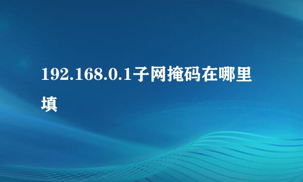 192.168.0.1子网掩码在哪里填