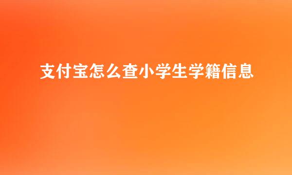 支付宝怎么查小学生学籍信息