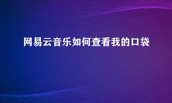 网易云音乐如何查看我的口袋