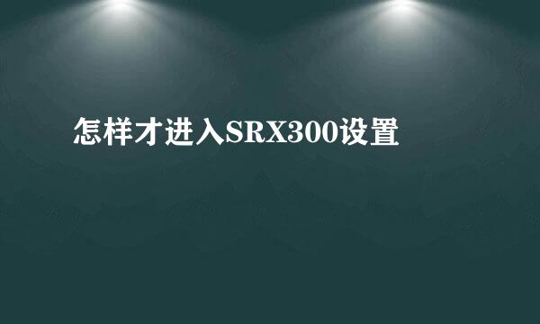 怎样才进入SRX300设置