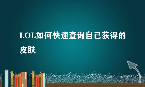 LOL如何快速查询自己获得的皮肤