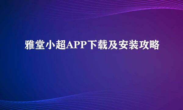 雅堂小超APP下载及安装攻略