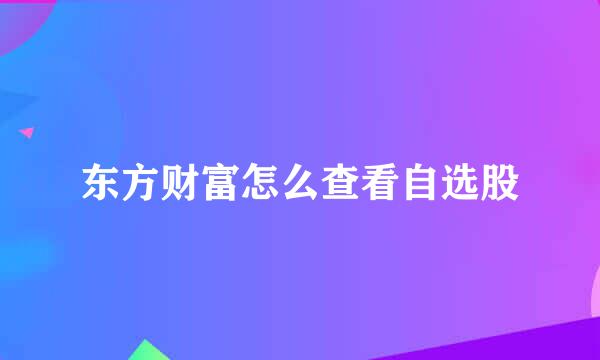 东方财富怎么查看自选股