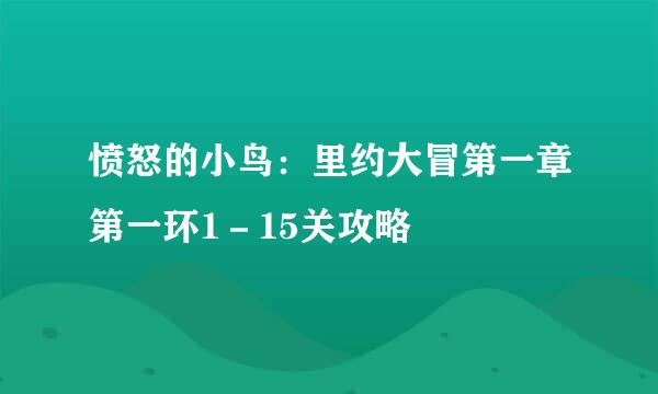 愤怒的小鸟：里约大冒第一章第一环1－15关攻略