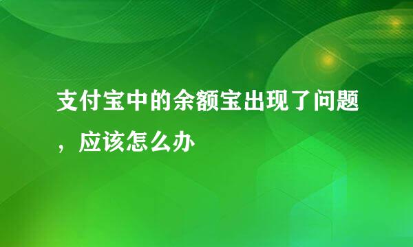 支付宝中的余额宝出现了问题，应该怎么办