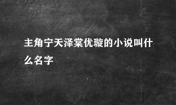 主角宁天泽棠优璇的小说叫什么名字