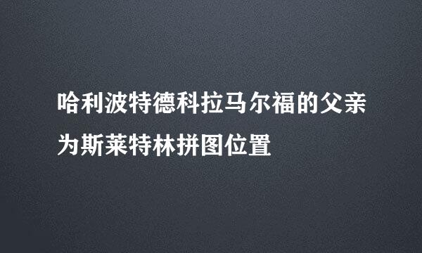 哈利波特德科拉马尔福的父亲为斯莱特林拼图位置