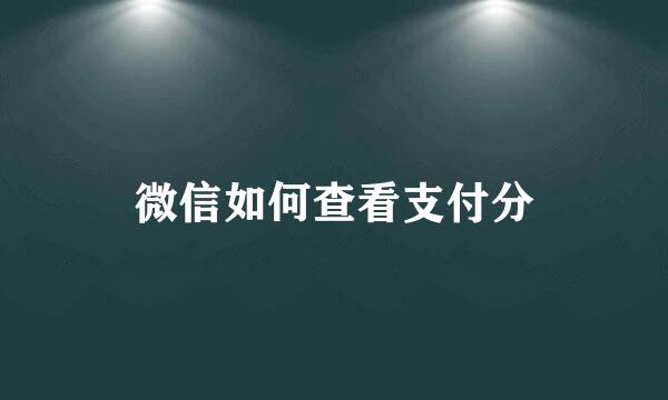 微信如何查看支付分