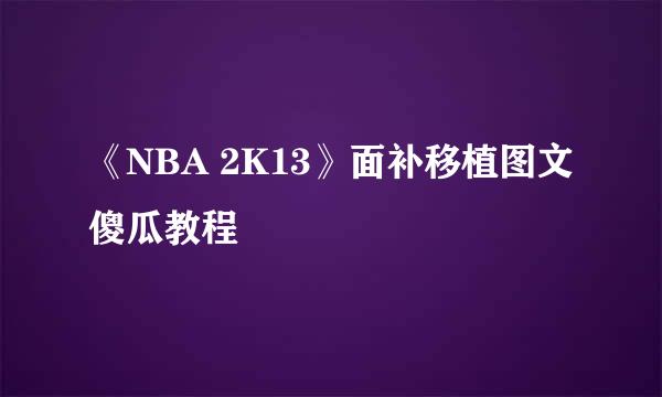 《NBA 2K13》面补移植图文傻瓜教程