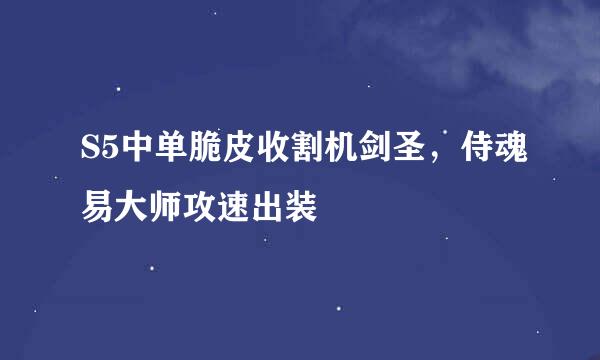 S5中单脆皮收割机剑圣，侍魂易大师攻速出装