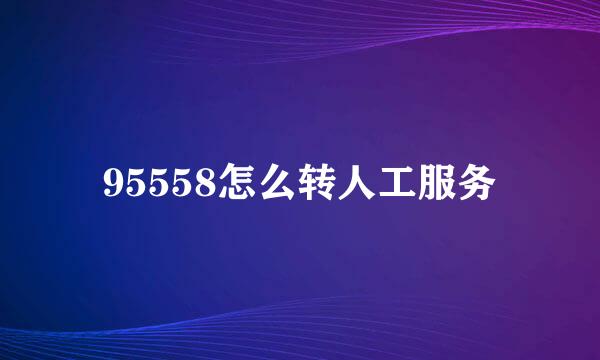 95558怎么转人工服务