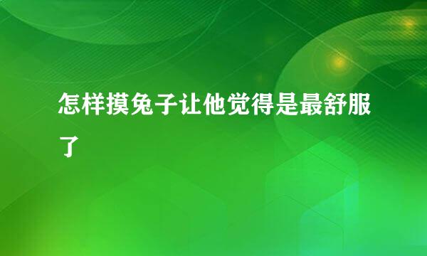 怎样摸兔子让他觉得是最舒服了