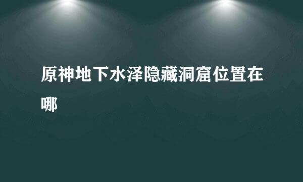 原神地下水泽隐藏洞窟位置在哪