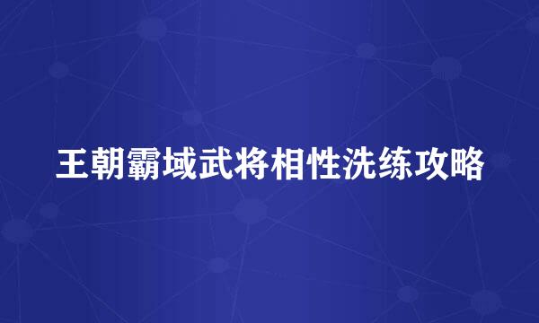 王朝霸域武将相性洗练攻略