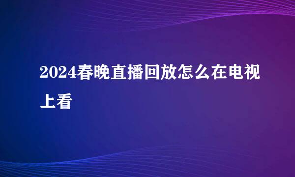 2024春晚直播回放怎么在电视上看