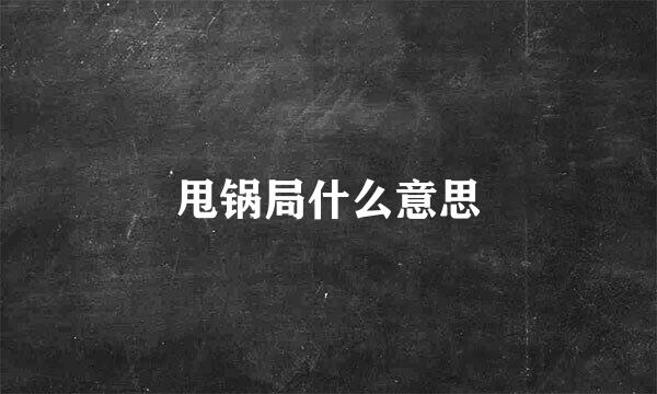 甩锅局什么意思