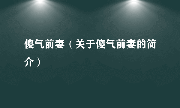 傻气前妻（关于傻气前妻的简介）