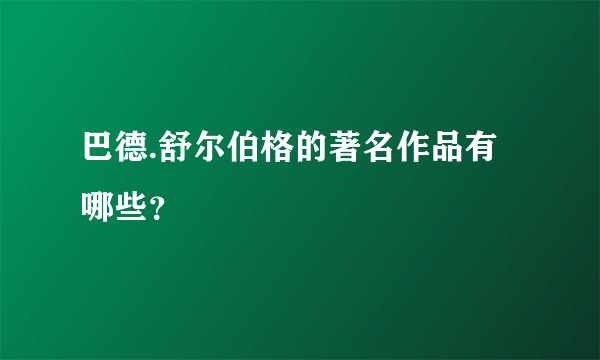 巴德.舒尔伯格的著名作品有哪些？