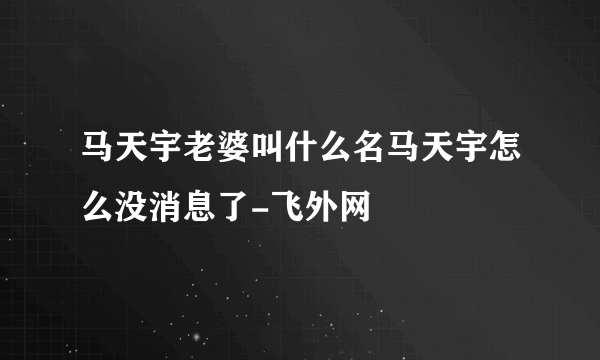 马天宇老婆叫什么名马天宇怎么没消息了-飞外网