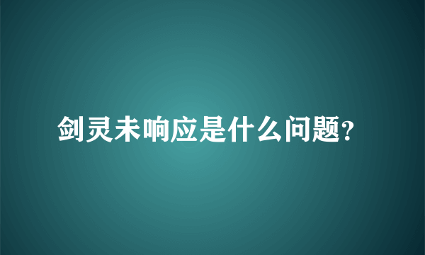 剑灵未响应是什么问题？