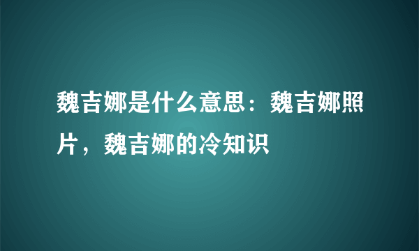 魏吉娜是什么意思：魏吉娜照片，魏吉娜的冷知识