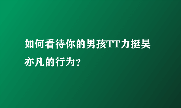 如何看待你的男孩TT力挺吴亦凡的行为？