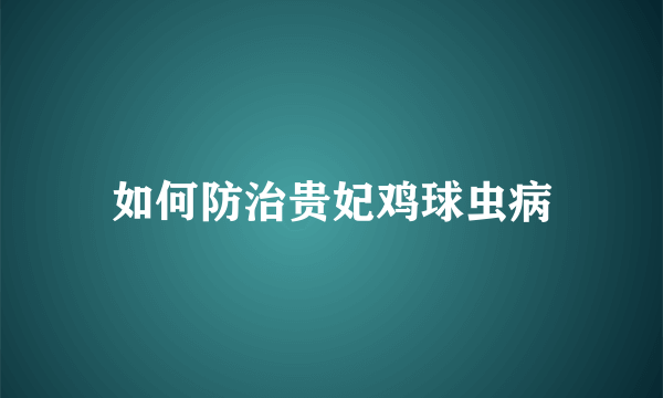 如何防治贵妃鸡球虫病