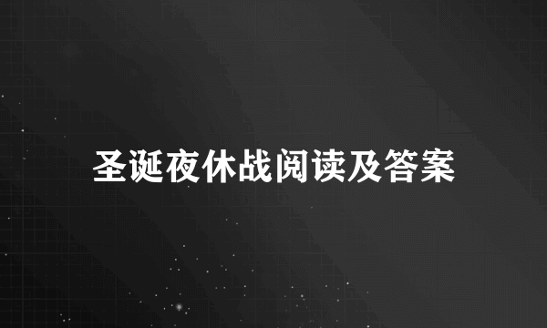 圣诞夜休战阅读及答案