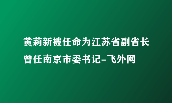 黄莉新被任命为江苏省副省长曾任南京市委书记-飞外网