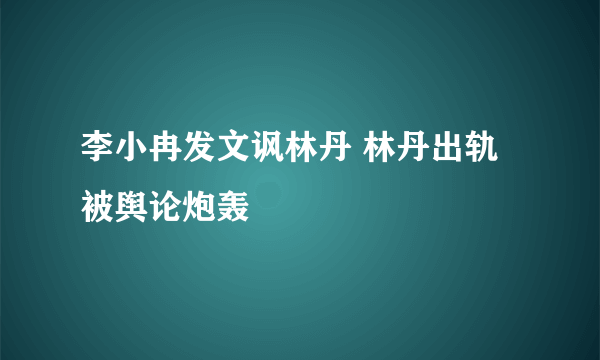 李小冉发文讽林丹 林丹出轨被舆论炮轰