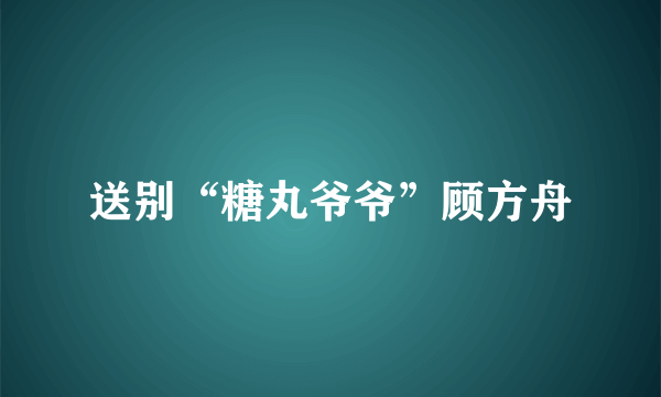 送别“糖丸爷爷”顾方舟