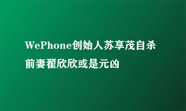 WePhone创始人苏享茂自杀 前妻翟欣欣或是元凶