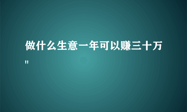 做什么生意一年可以赚三十万