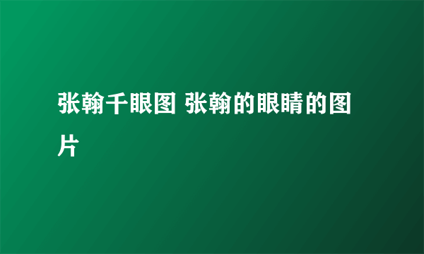 张翰千眼图 张翰的眼睛的图片