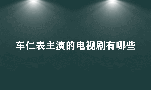 车仁表主演的电视剧有哪些