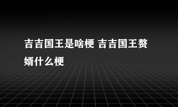 吉吉国王是啥梗 吉吉国王赘婿什么梗