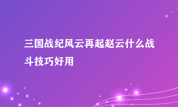 三国战纪风云再起赵云什么战斗技巧好用