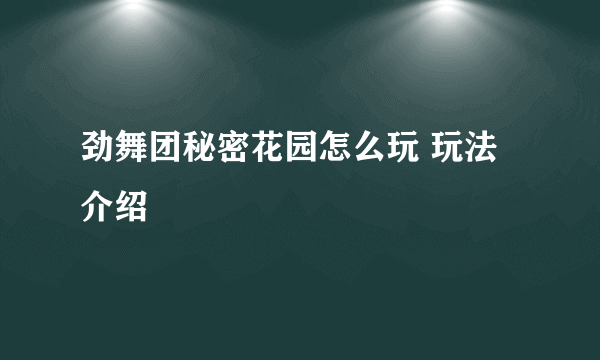 劲舞团秘密花园怎么玩 玩法介绍